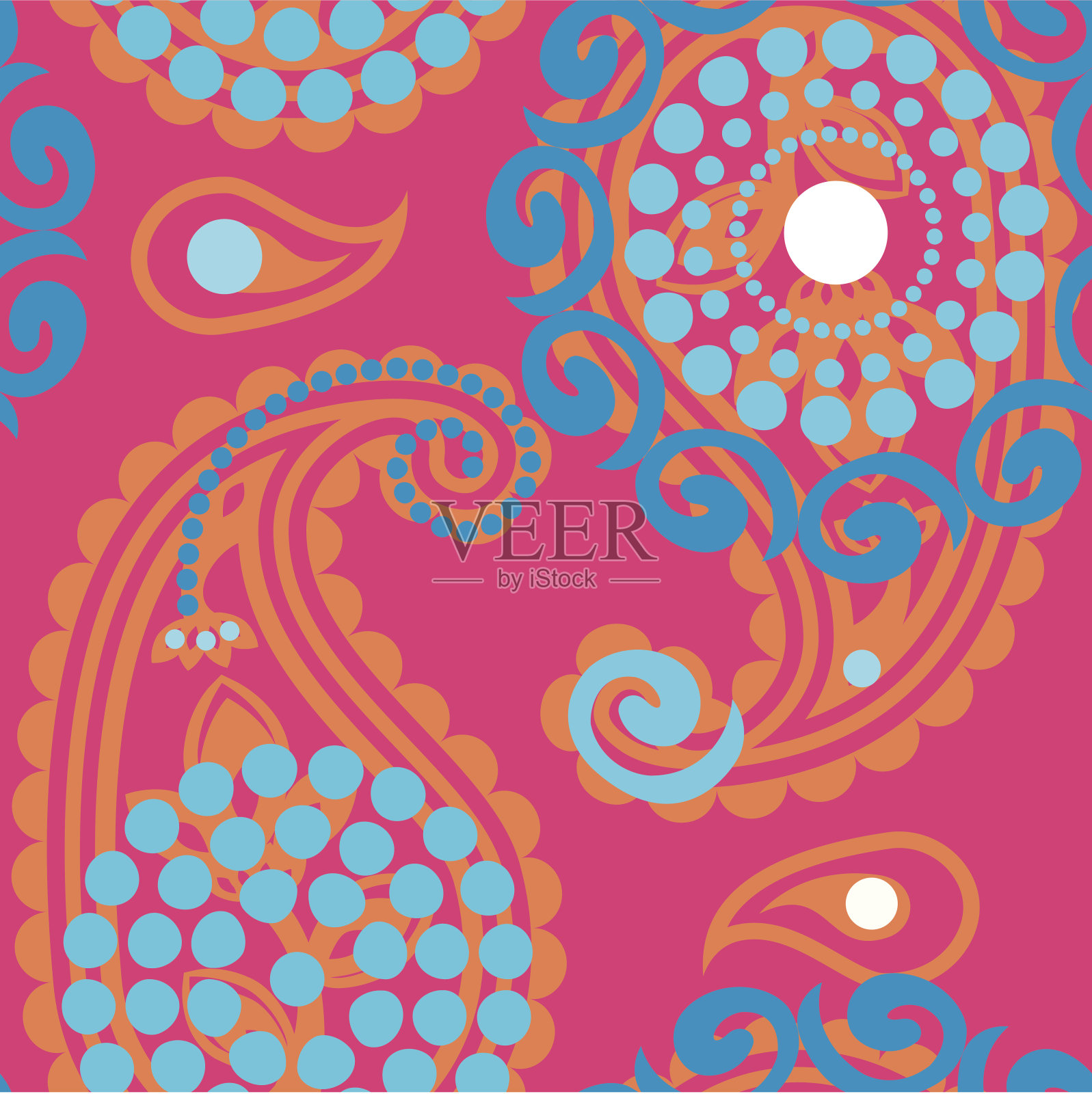 洋红色的佩斯利图案。插画图片素材