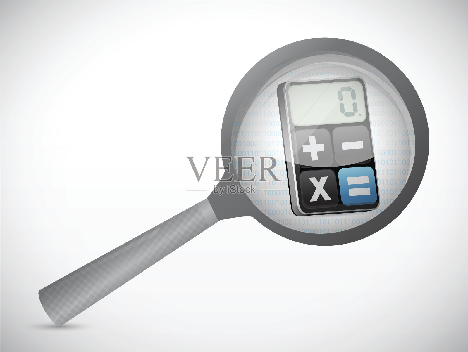 放大计算器插图设计的白色背景插画图片素材