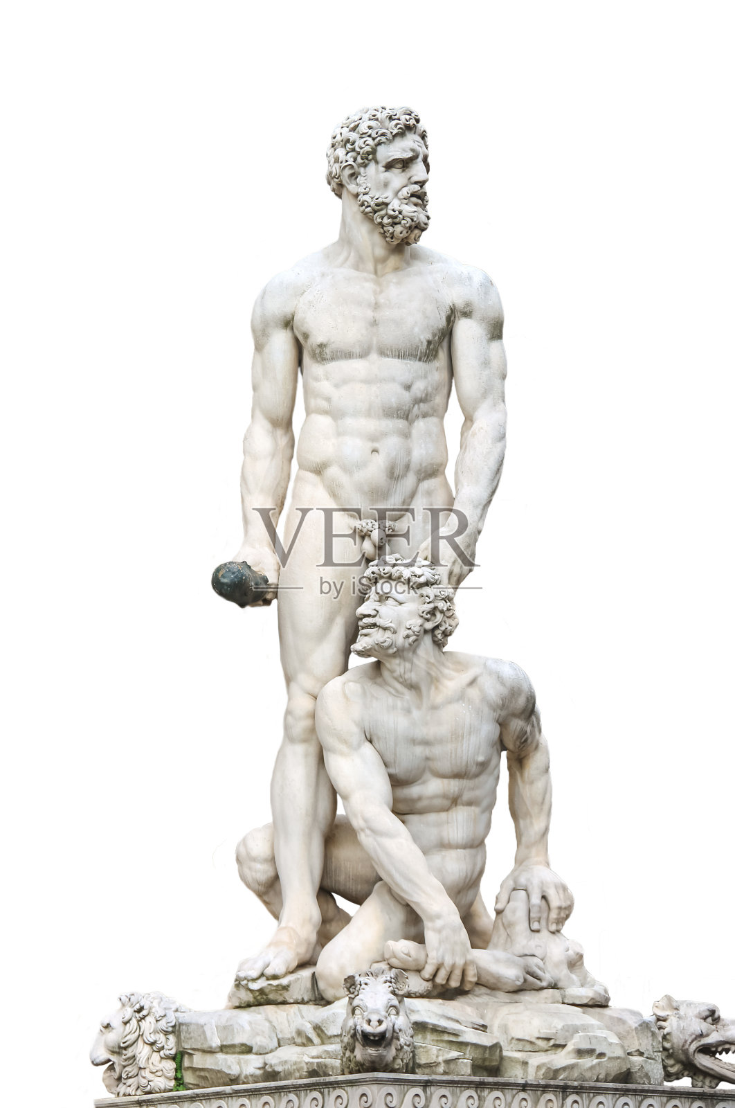 维琪奥宫博物馆前有赫拉克勒斯和卡克斯雕像照片摄影图片