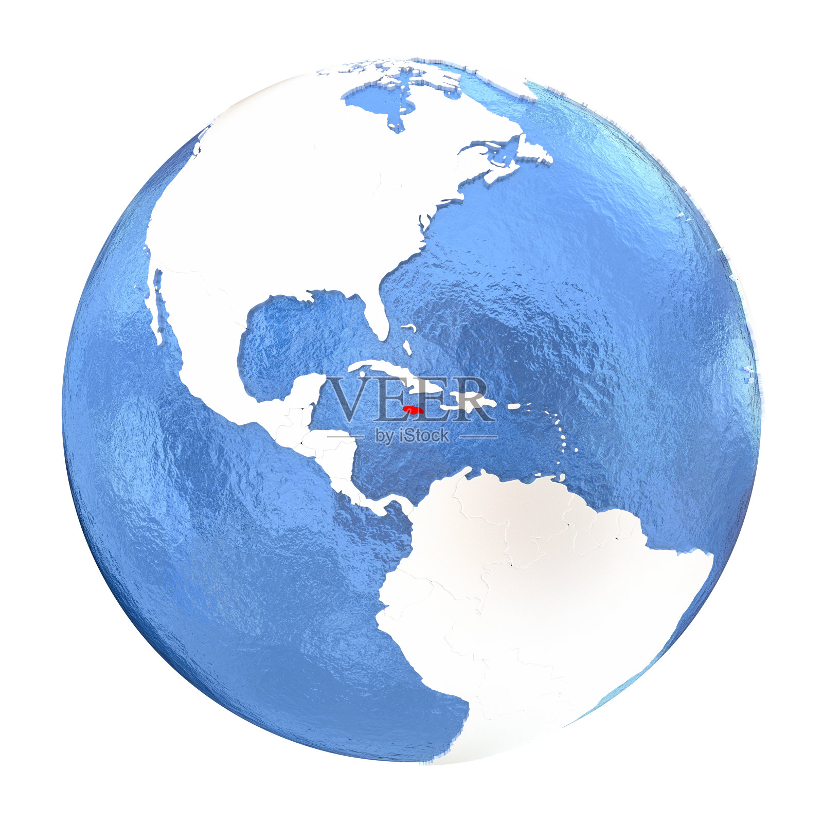 牙买加在地球上，被白色隔离照片摄影图片