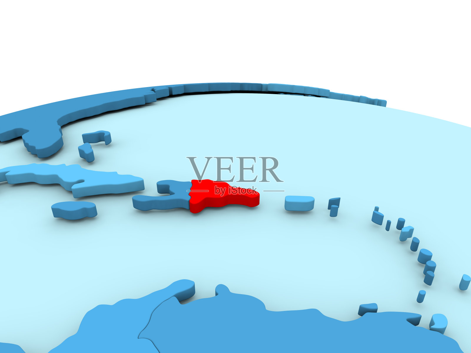 蓝色地球上的多米尼加共和国照片摄影图片