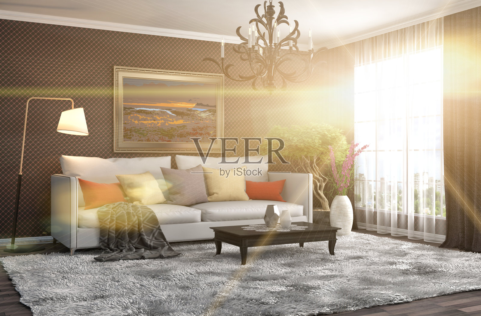 室内用沙发。三维演示照片摄影图片