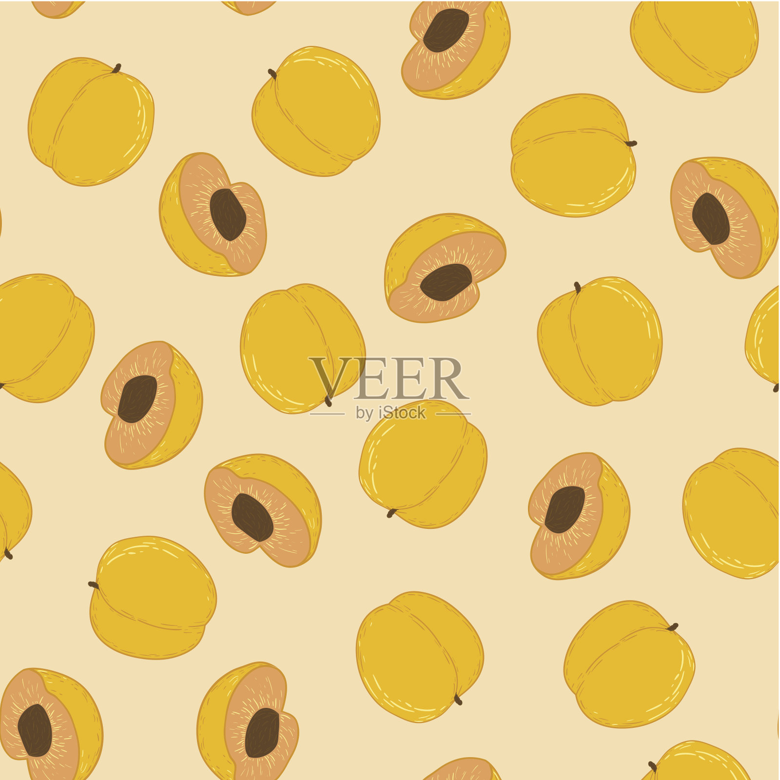 无缝背景与杏插画图片素材