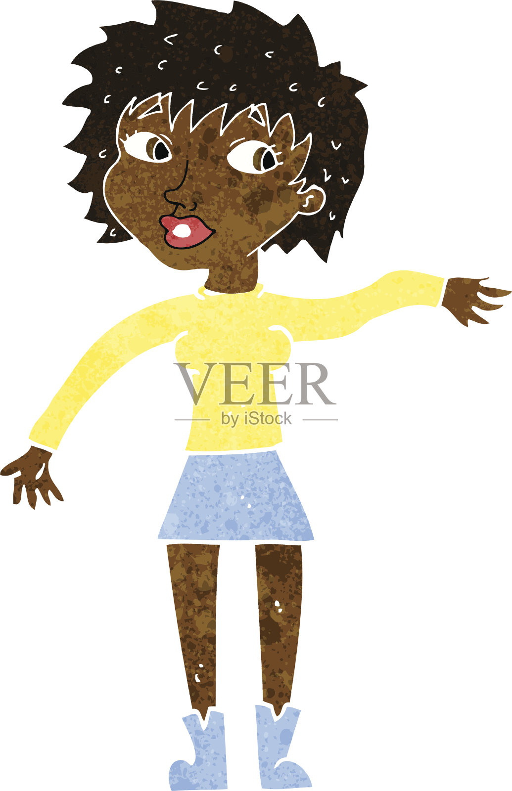 卡通友好女人挥手插画图片素材