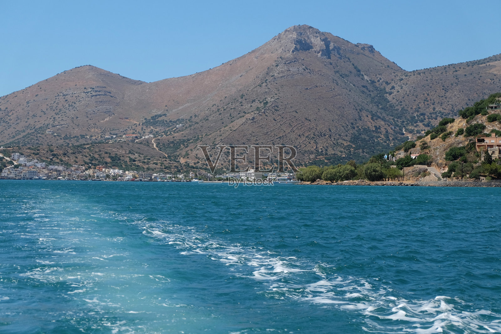 树木和地中海希腊克里特岛照片摄影图片