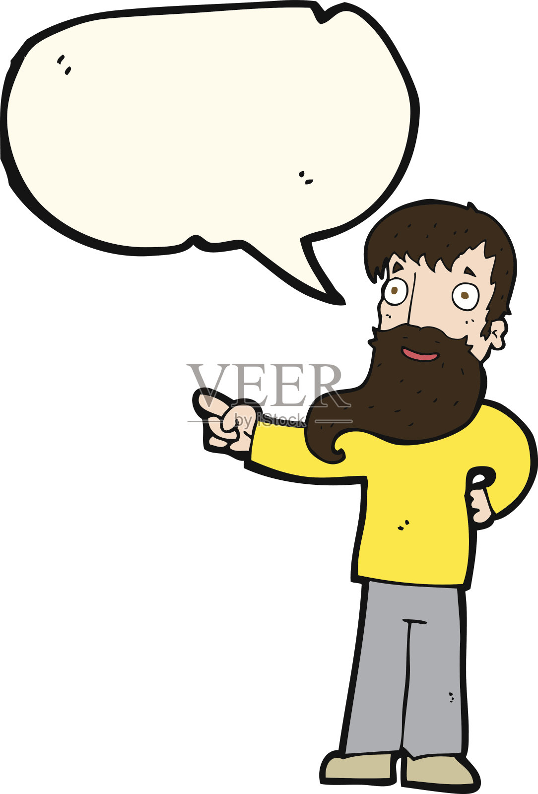 卡通男人用胡子指着说话气泡设计元素图片