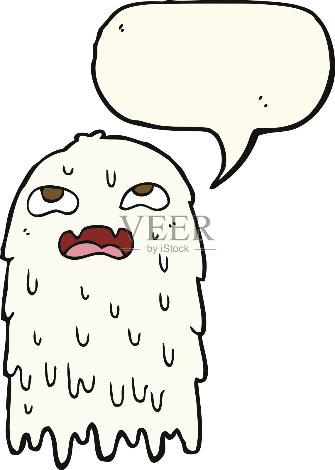 粗俗的卡通鬼与讲话气泡插画图片素材