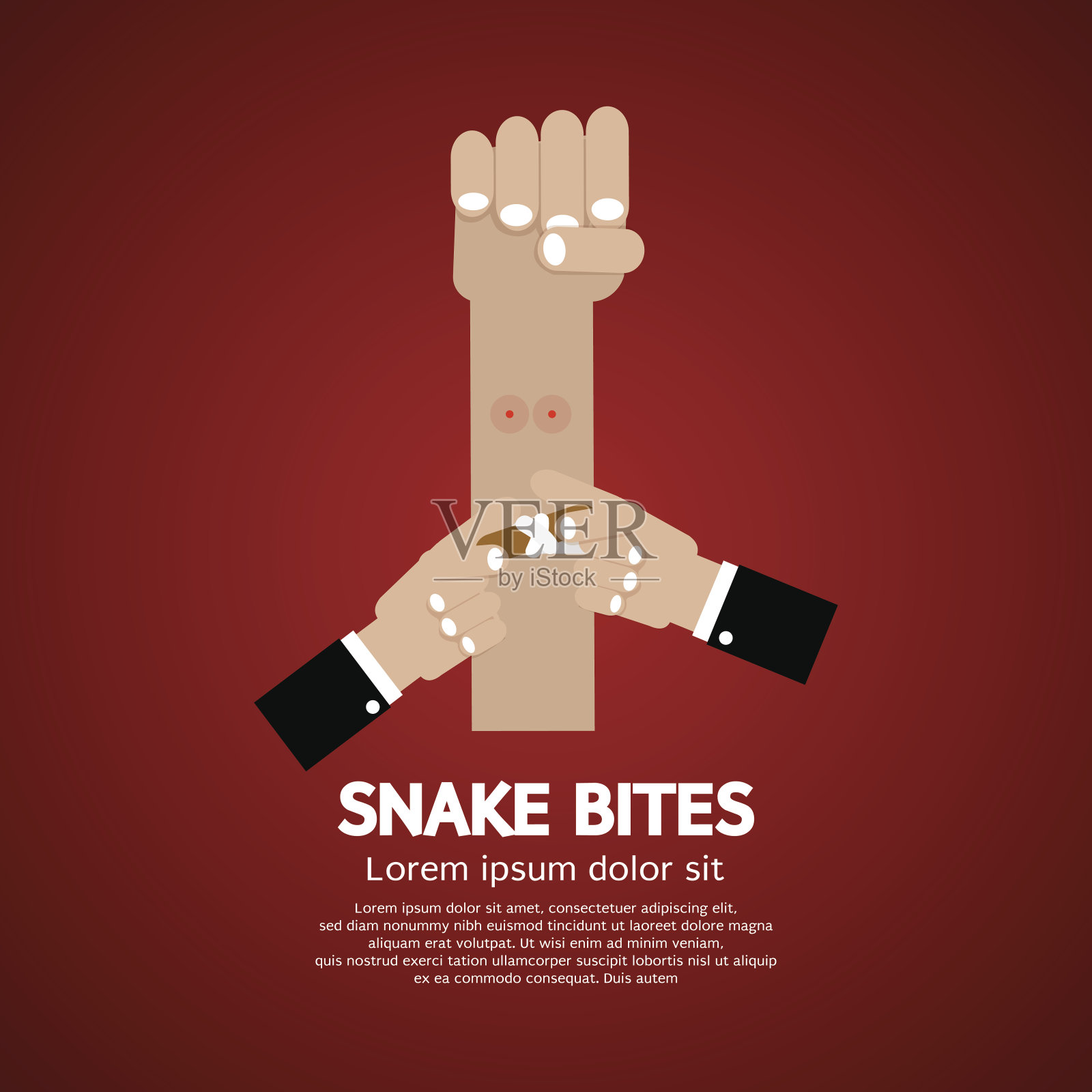 前臂被蛇咬伤插画图片素材