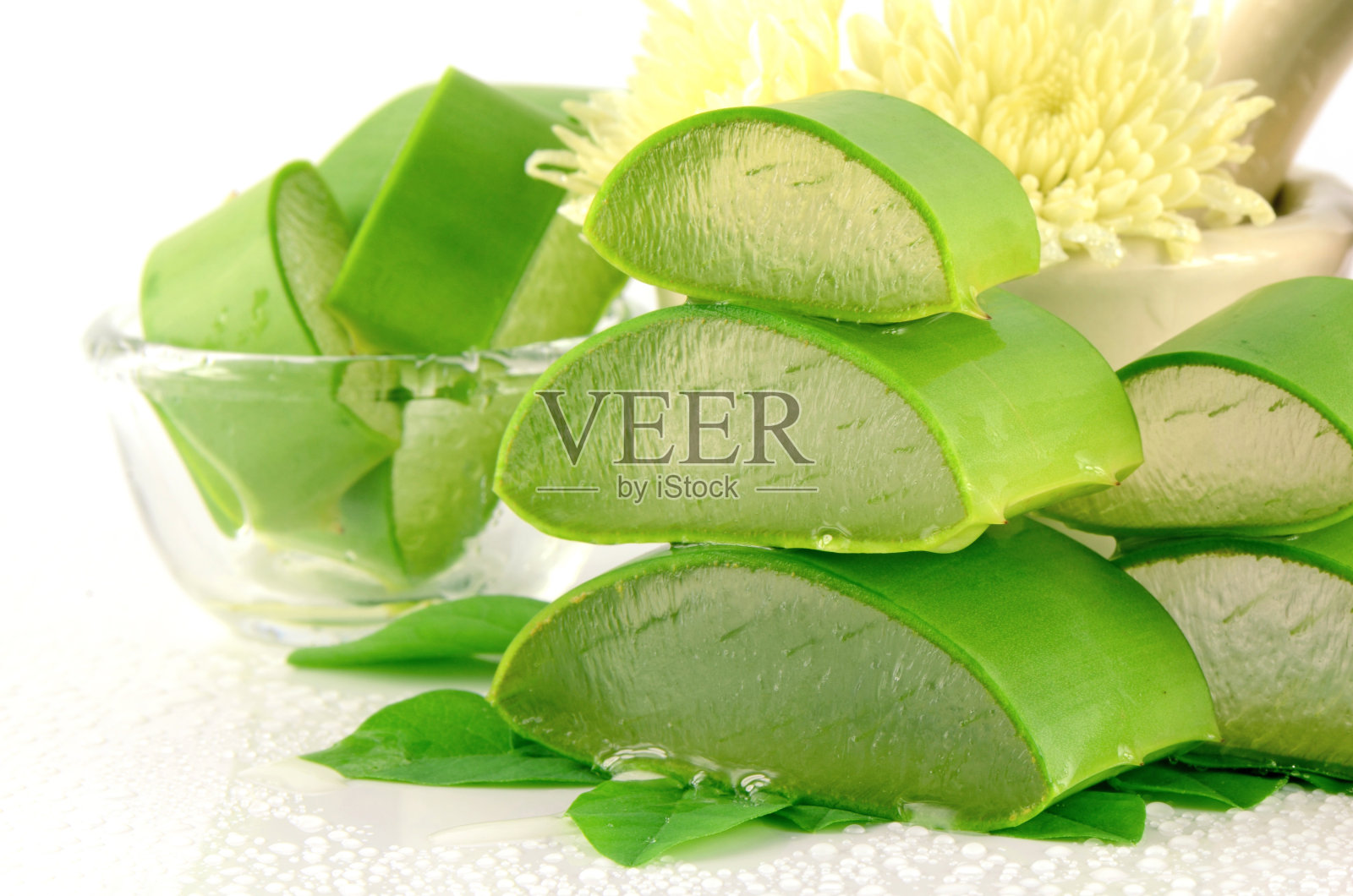 新鲜的芦荟。照片摄影图片