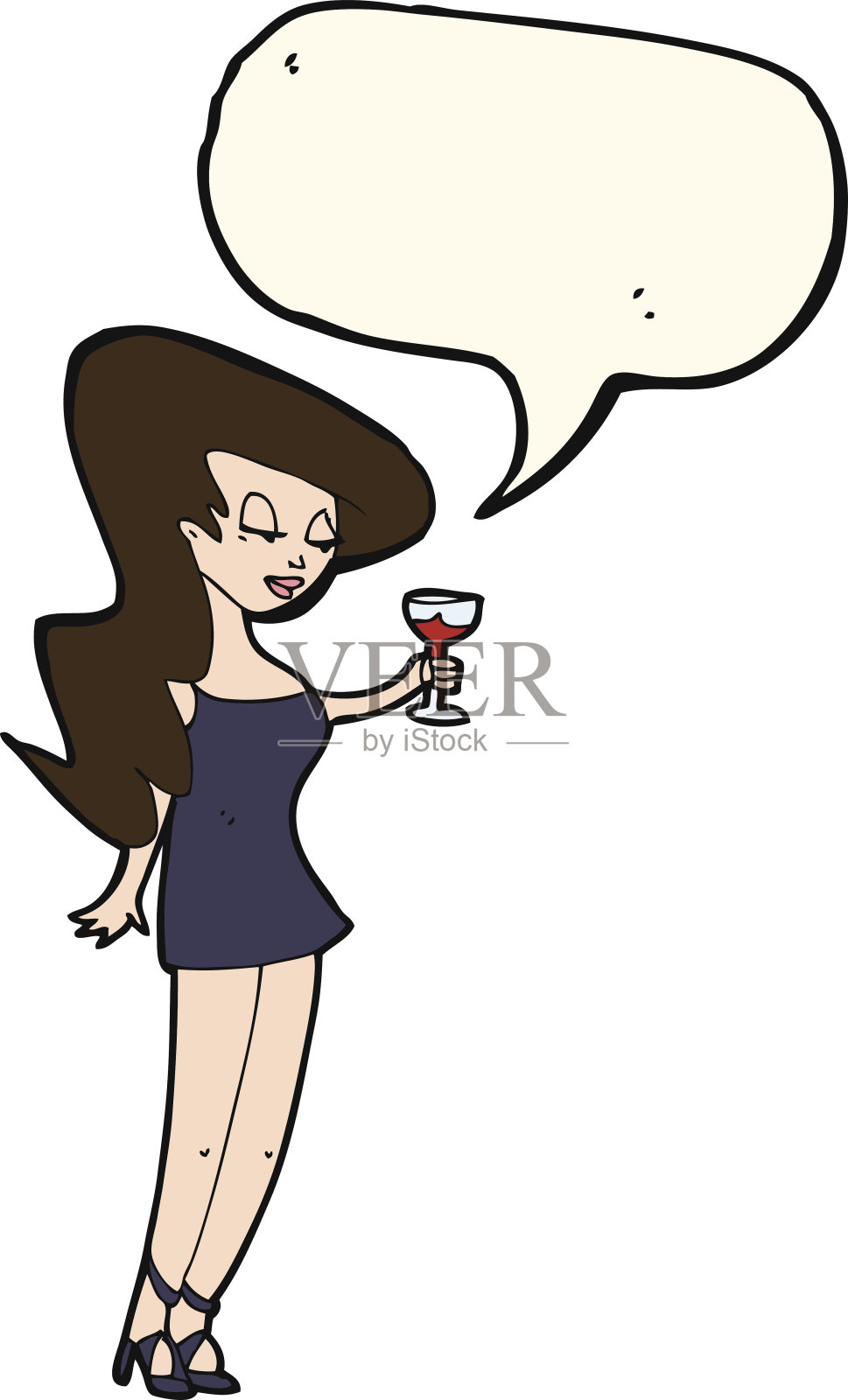 卡通女人在派对上讲话泡泡设计元素图片
