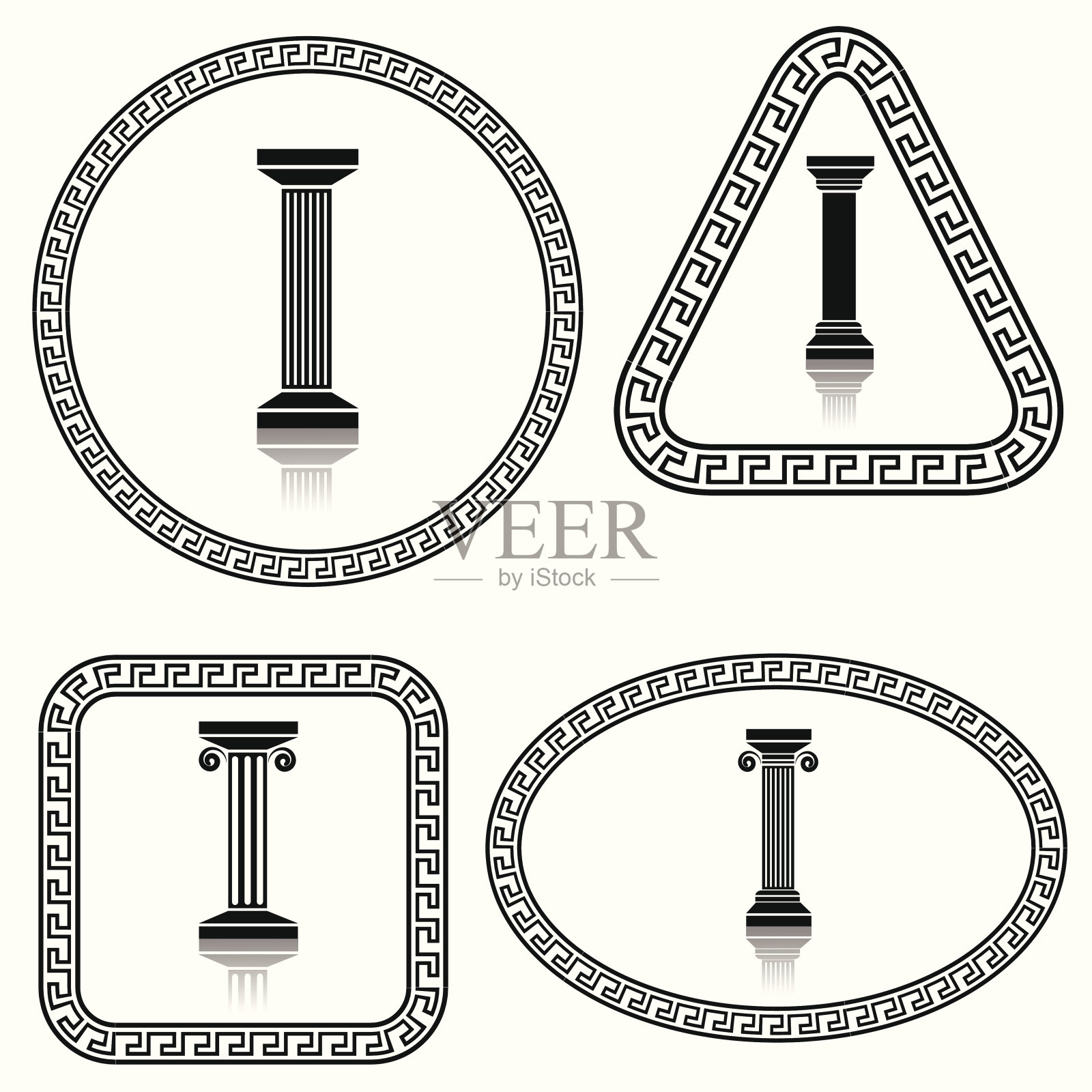 柱子剪影插画图片素材