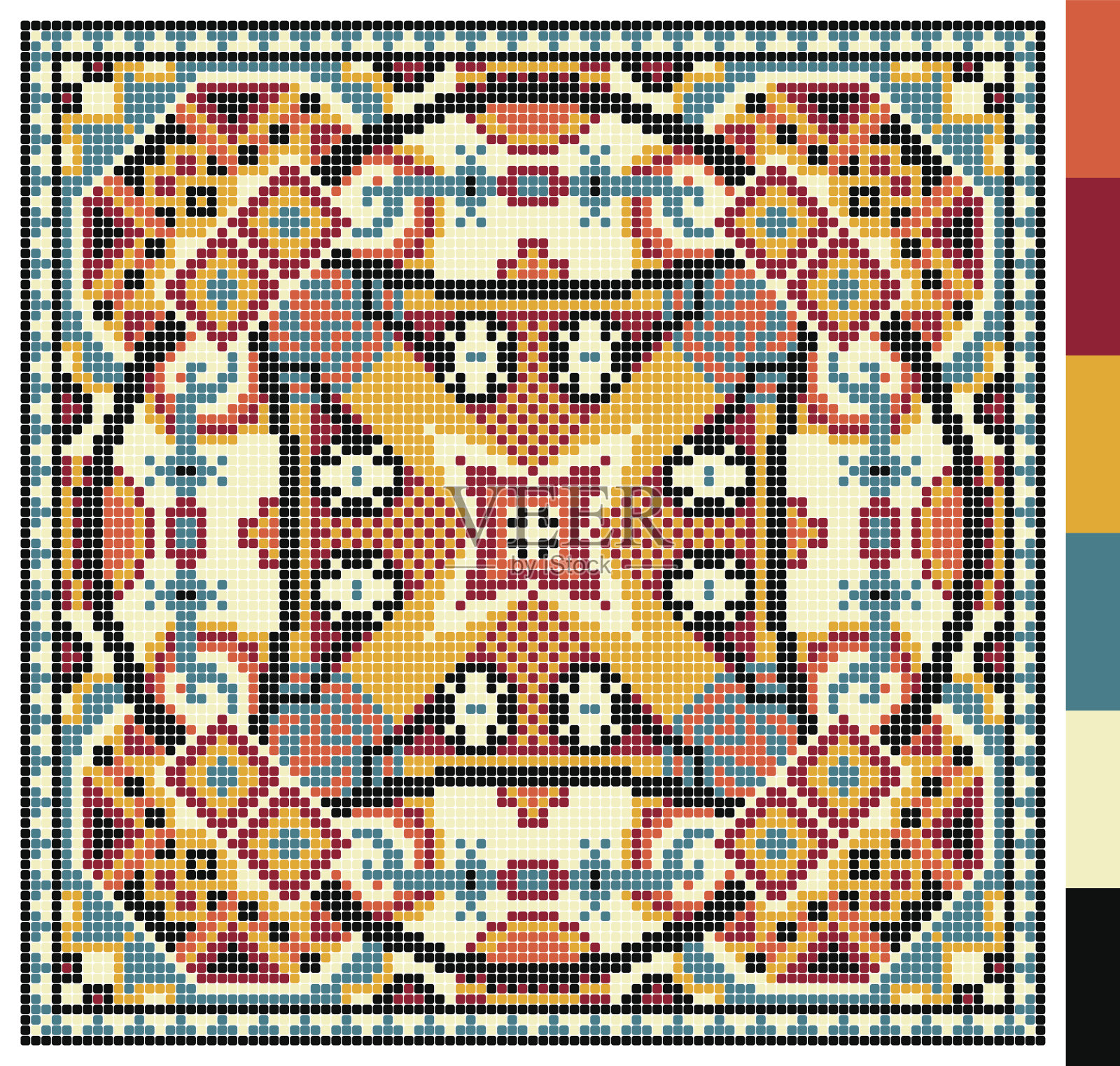 几何方形图案十字绣乌克兰传统插画图片素材