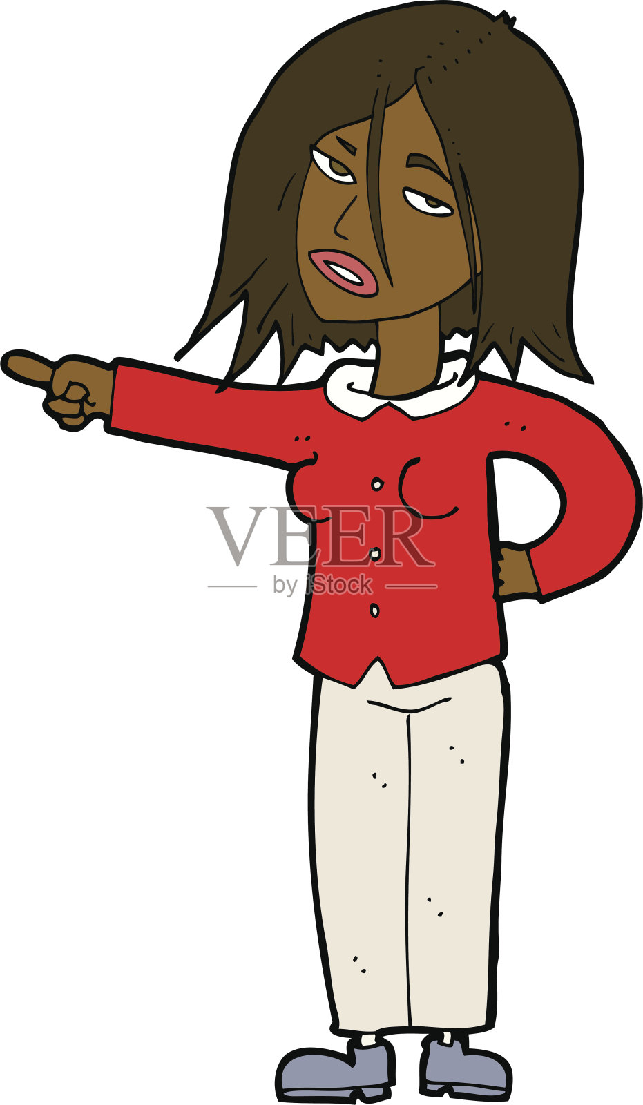 卡通女人指向设计元素图片