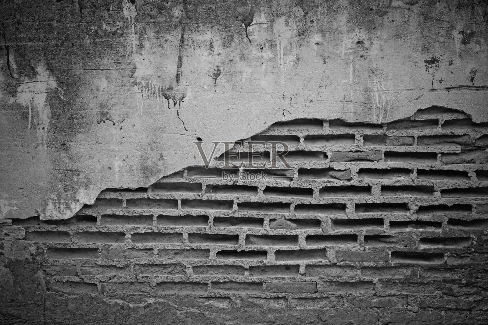 纹理背景的裂缝和旧砖墙照片摄影图片