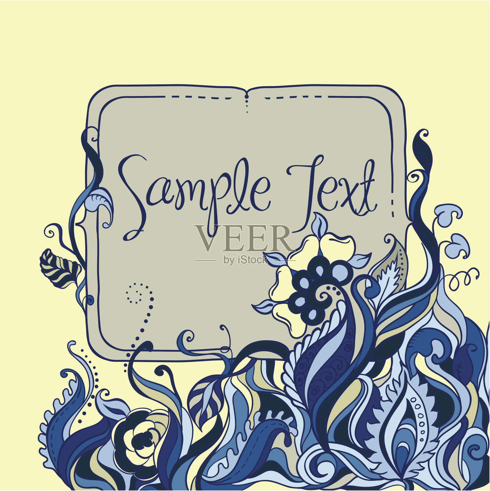 抽象框架设计与花卉华丽。插画图片素材