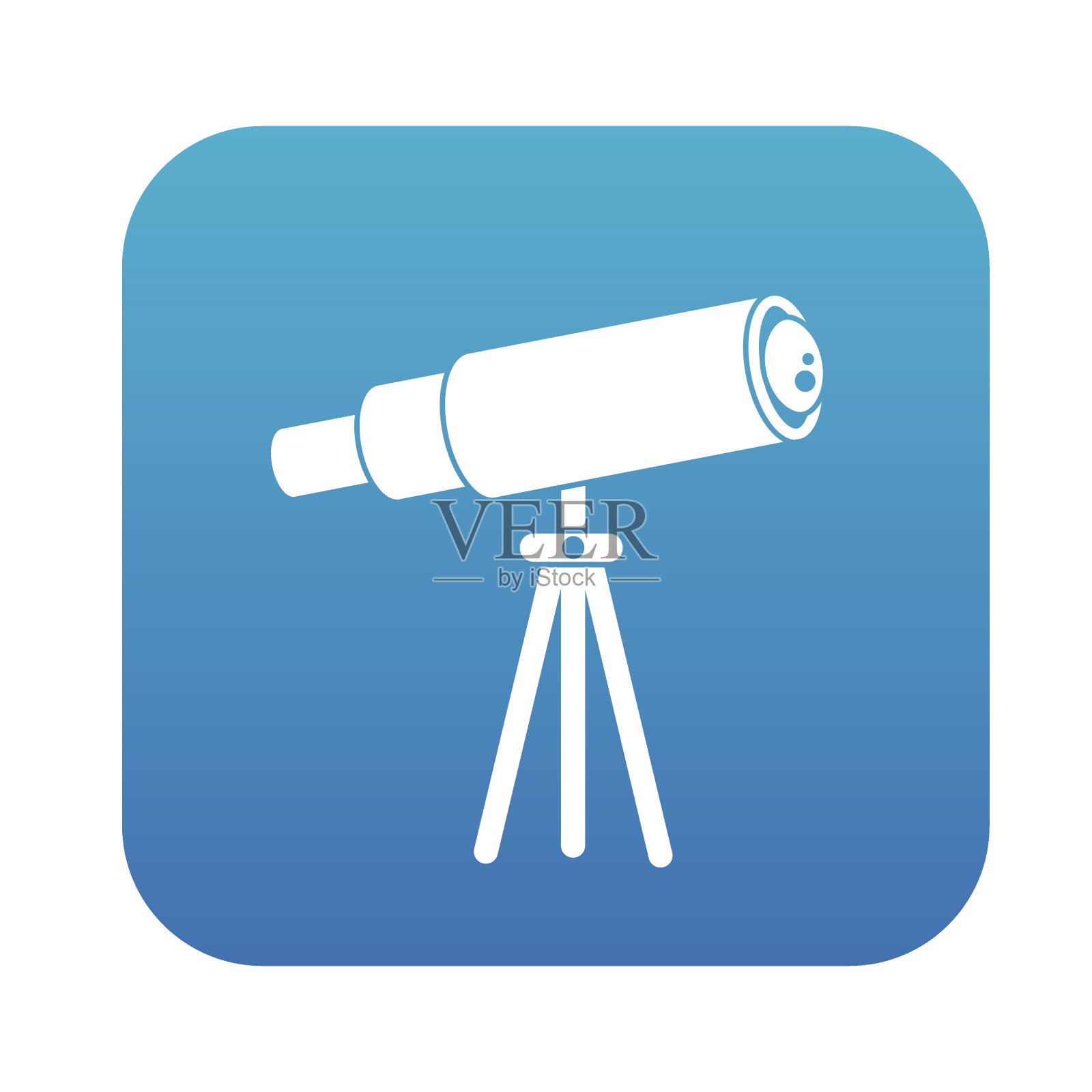望远镜设计上的蓝色平按钮，干净的矢量设计元素图片