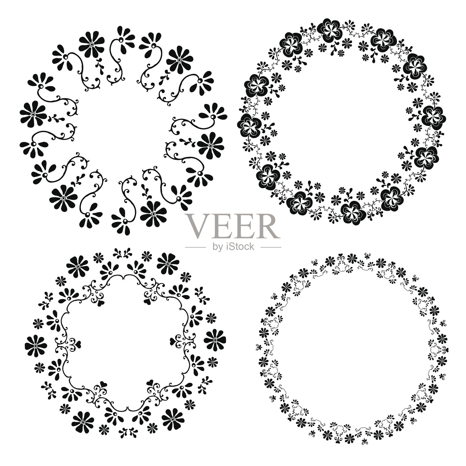 圆形黑白框架插画图片素材