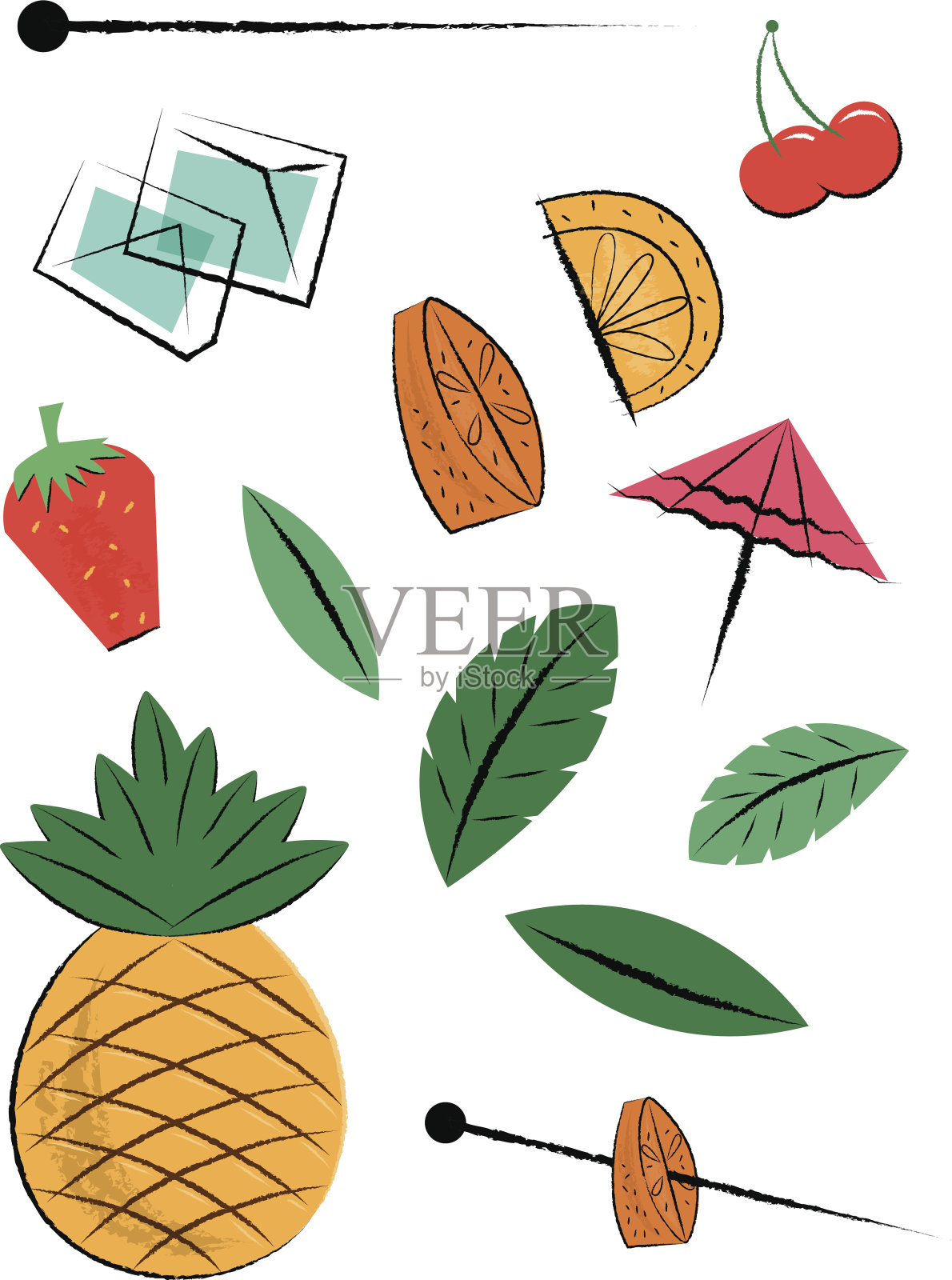 什锦水果片插画图片素材