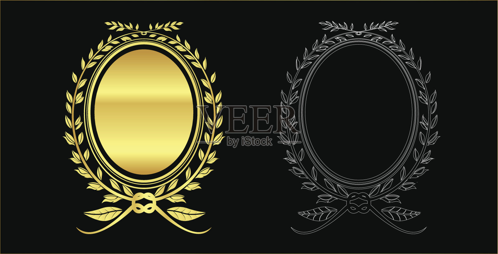 金黄色和出线叶片框架插画图片素材