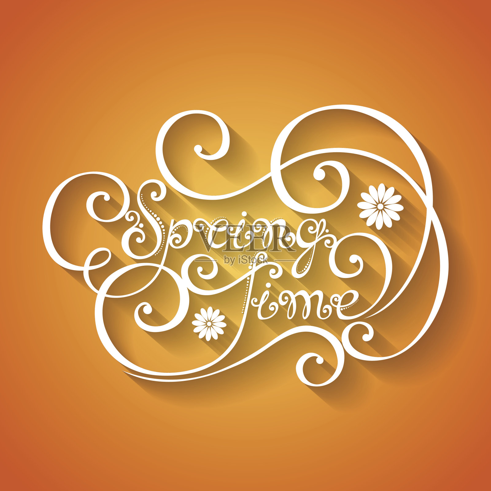 矢量名称的季节的一年，春天的时间碑文插画图片素材