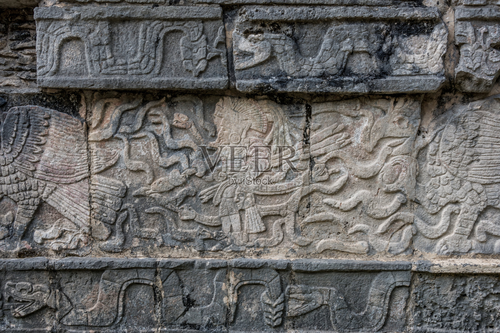 墨西哥奇琴伊察玛雅雕塑照片摄影图片