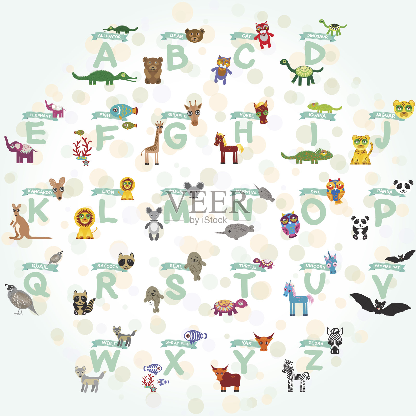 设定卡通动物角色。插画图片素材