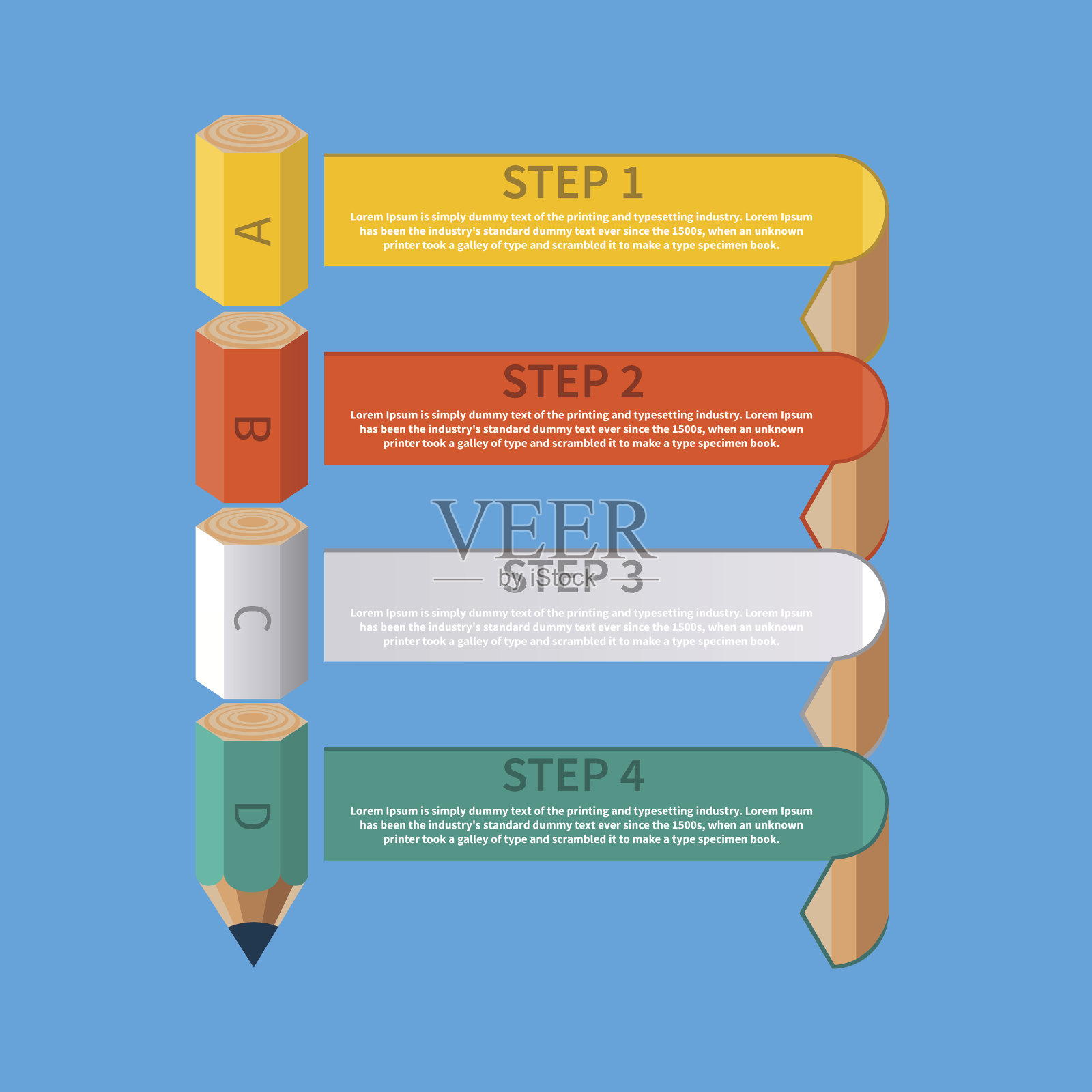 商业铅笔楼梯信息图选项插画图片素材