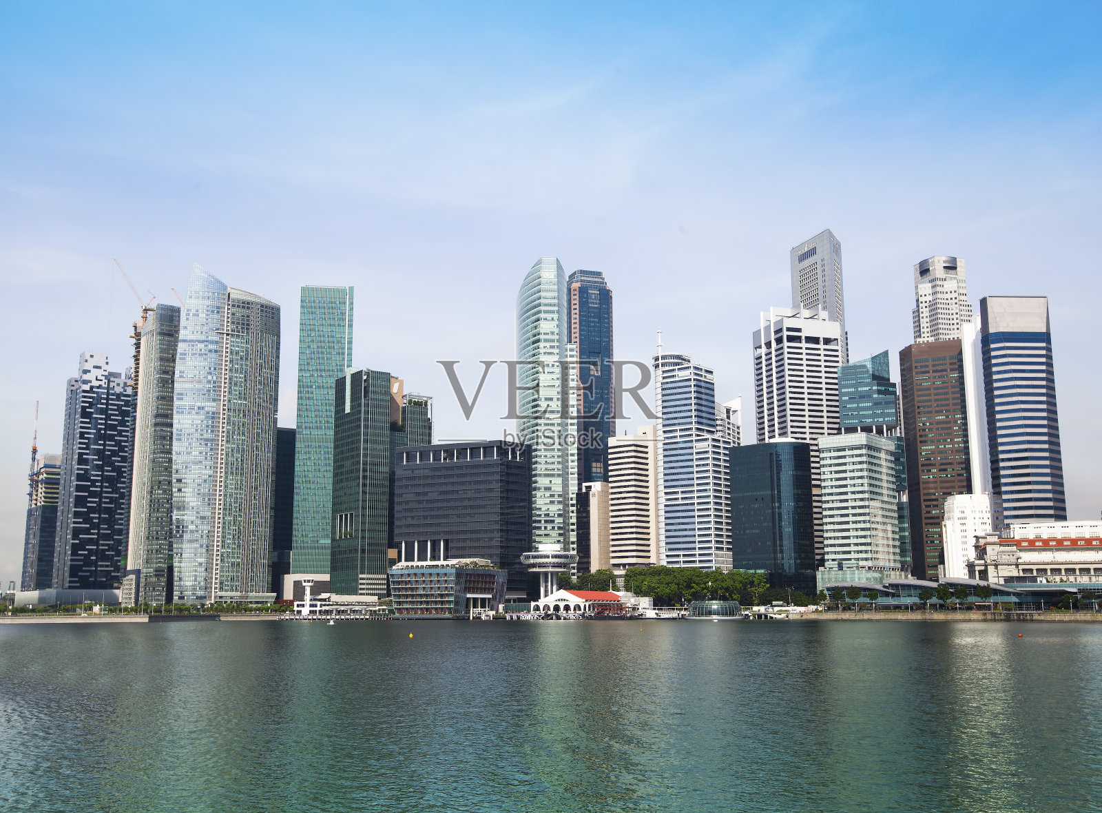 新加坡现代摩天大楼的全景照片摄影图片