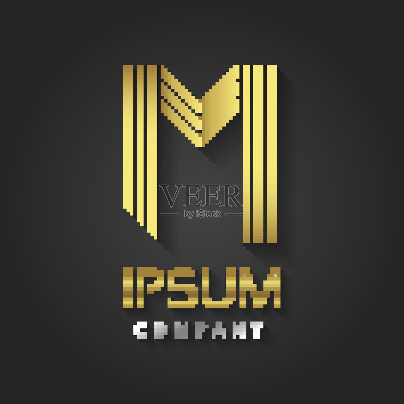 向量图形条纹金色字母与样本文本插画图片素材