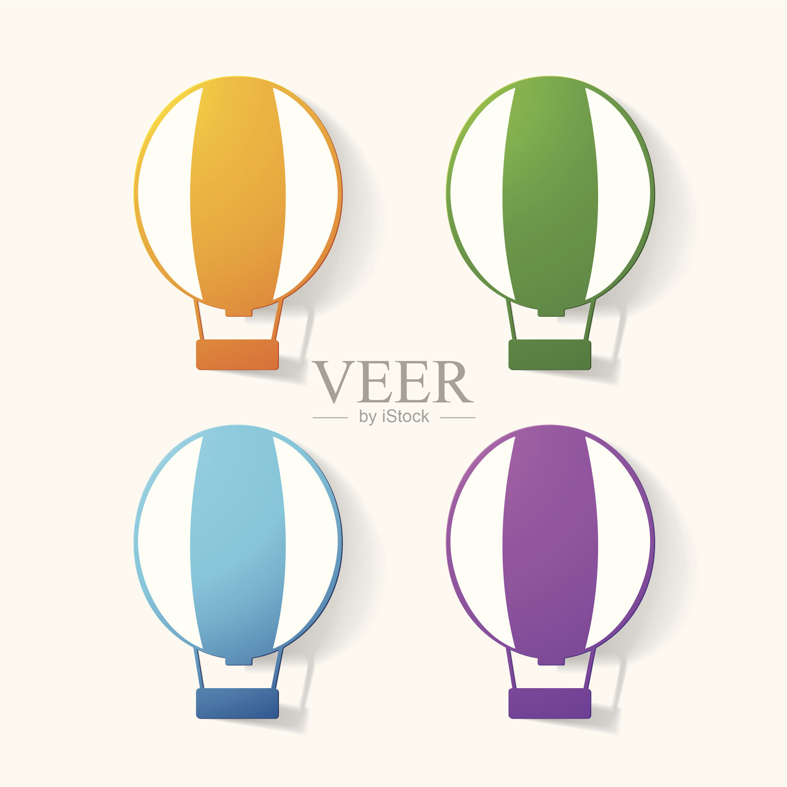 纸夹贴纸:飞机，气球插画图片素材