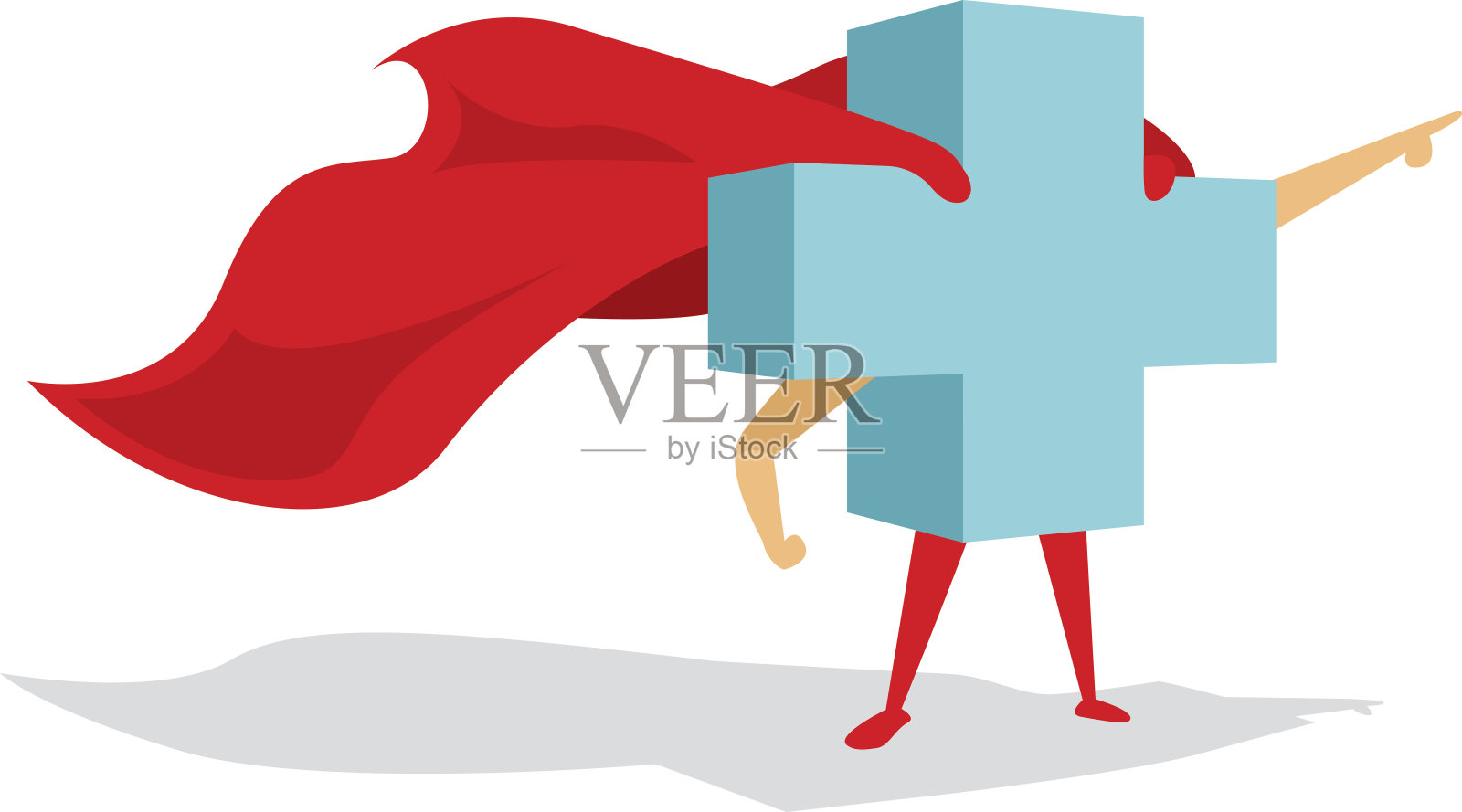 医疗卫生十字超级英雄勇敢地指着海角设计元素图片