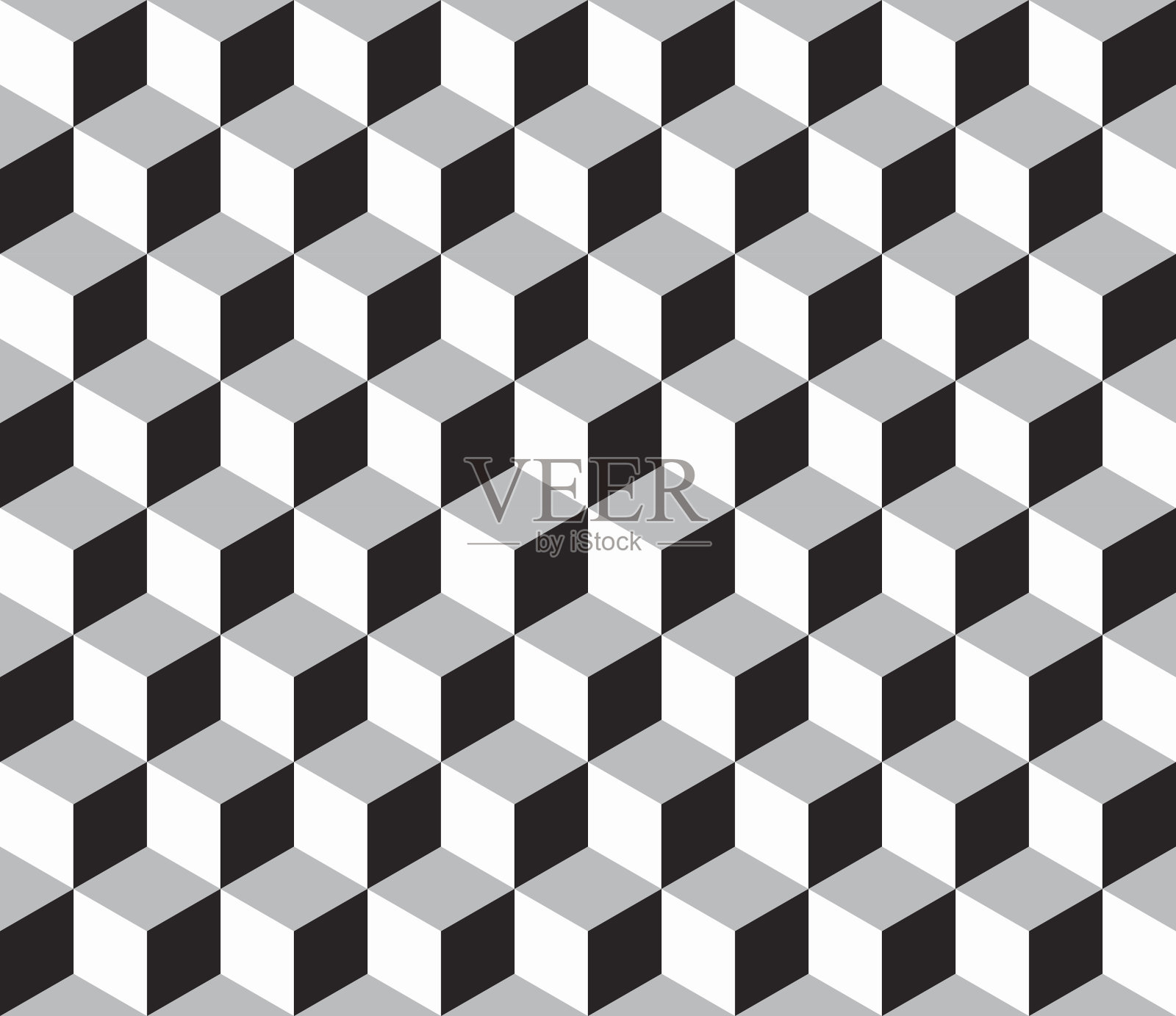 抽象几何无缝模式与三维立方体插画图片素材