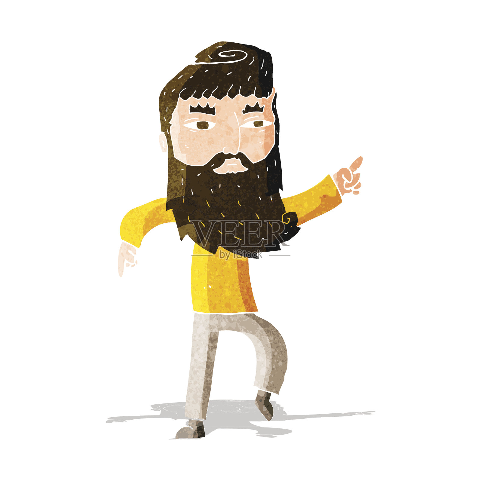 卡通胡子男人给我指路插画图片素材