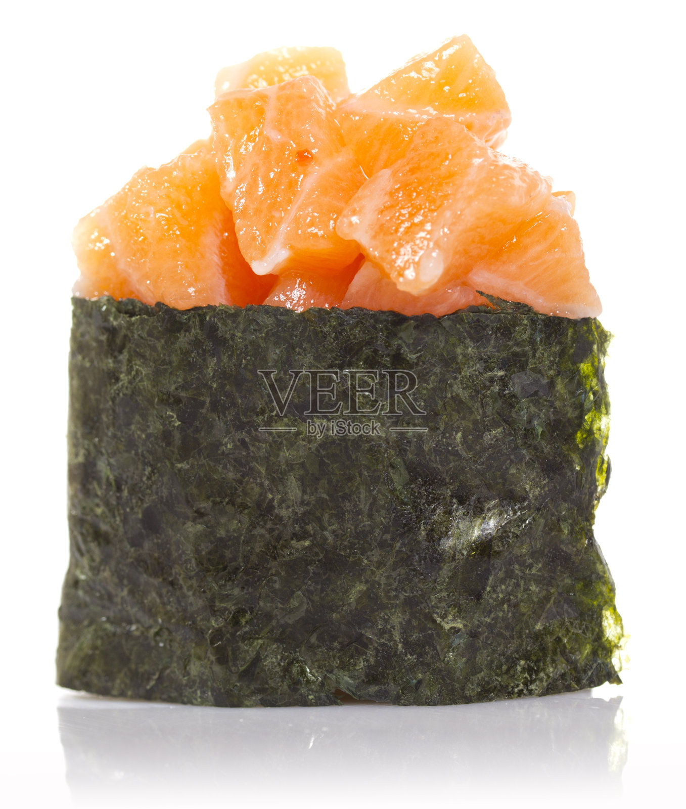 三文鱼寿司单kan孤立在白色的背景照片摄影图片