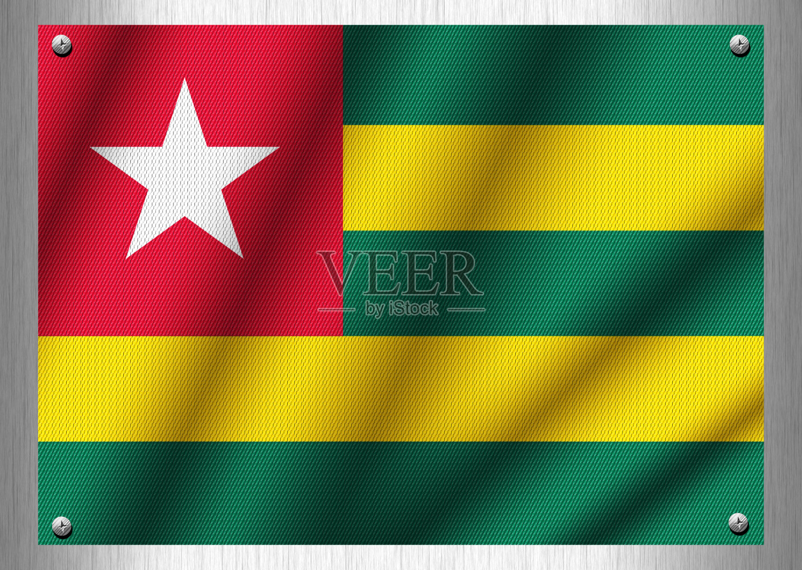 钢板上的多哥旗图案。照片摄影图片