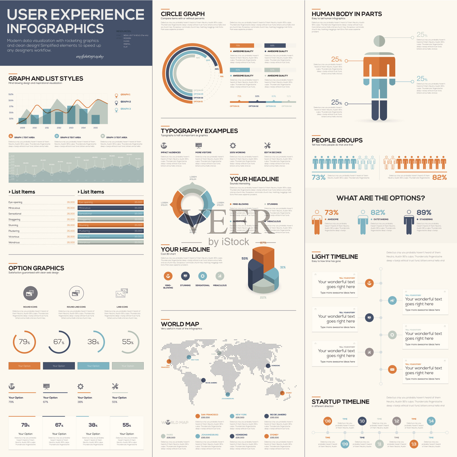 数据可视化矢量信息图和元素的大包插画图片素材