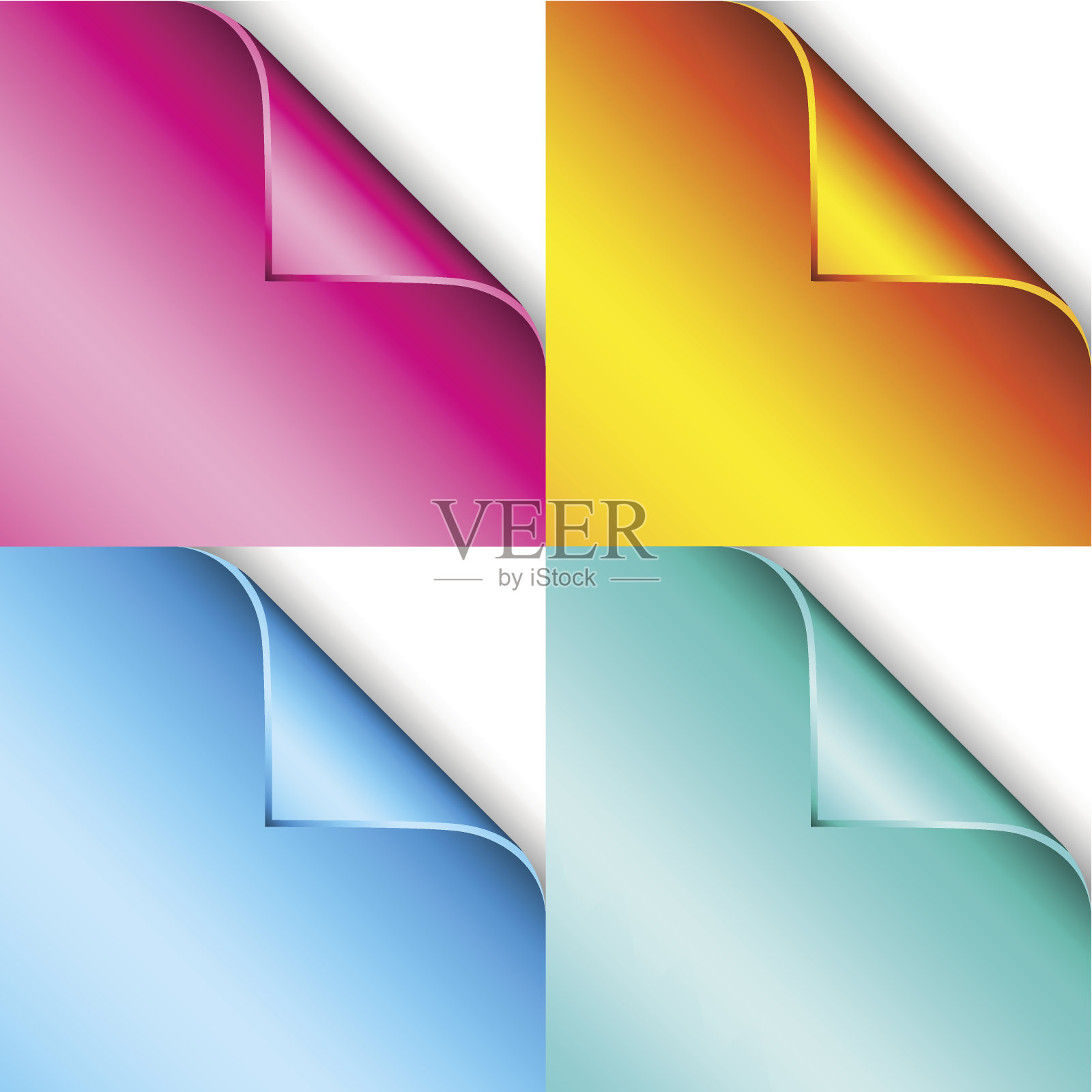 四套彩色卷曲角插画图片素材