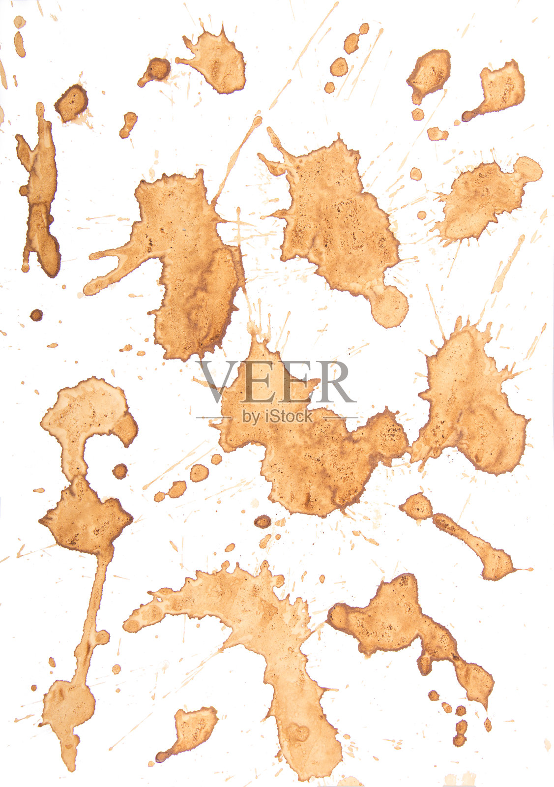 白色分离上的咖啡污渍纹理照片摄影图片