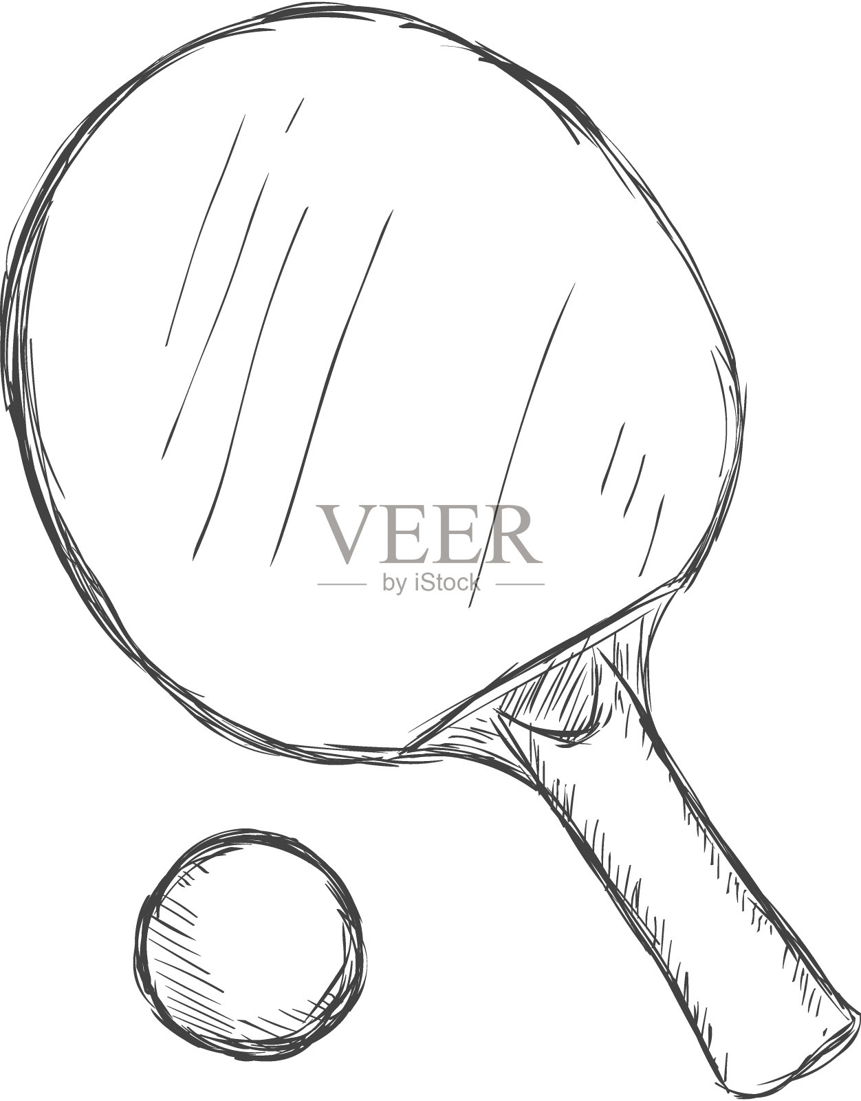 矢量素描乒乓球拍和球设计元素图片