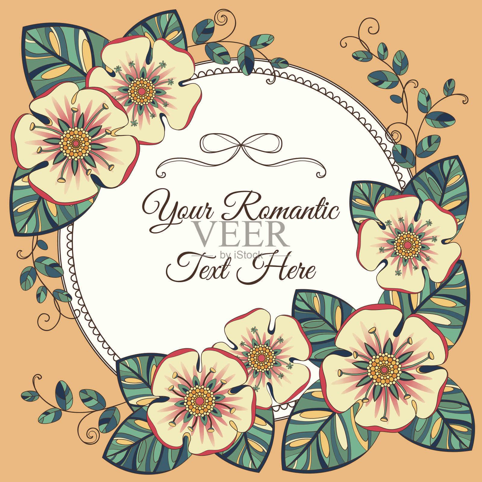 带有花卉元素的复古卡片插画图片素材