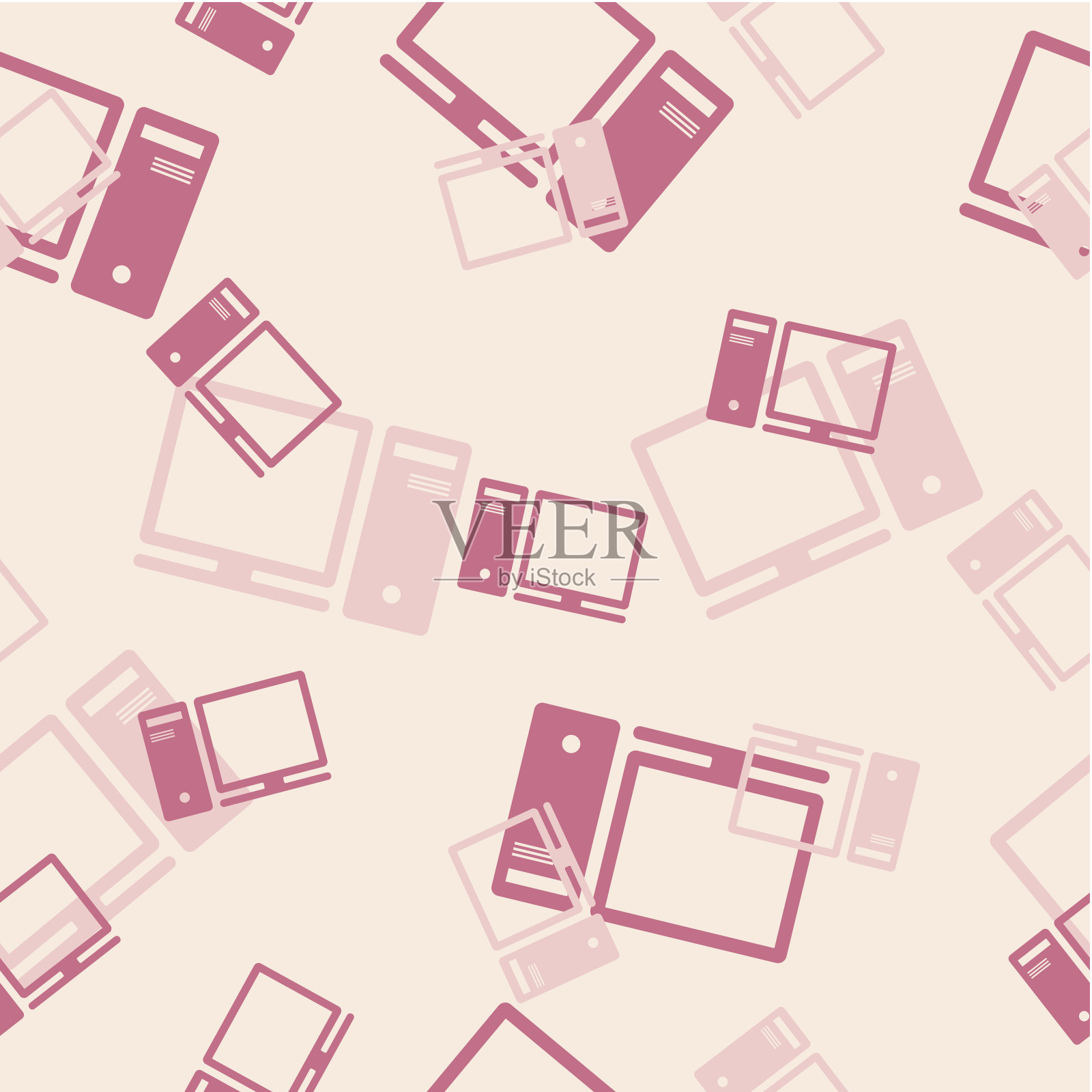 无缝后台:显示器、计算机、系统插画图片素材