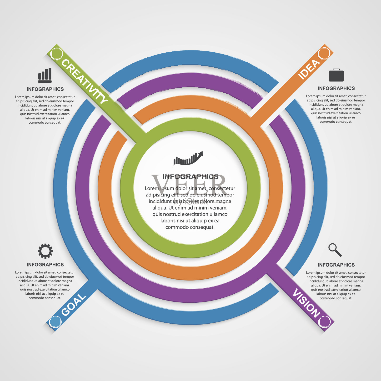 矢量圆形彩色信息图插画图片素材