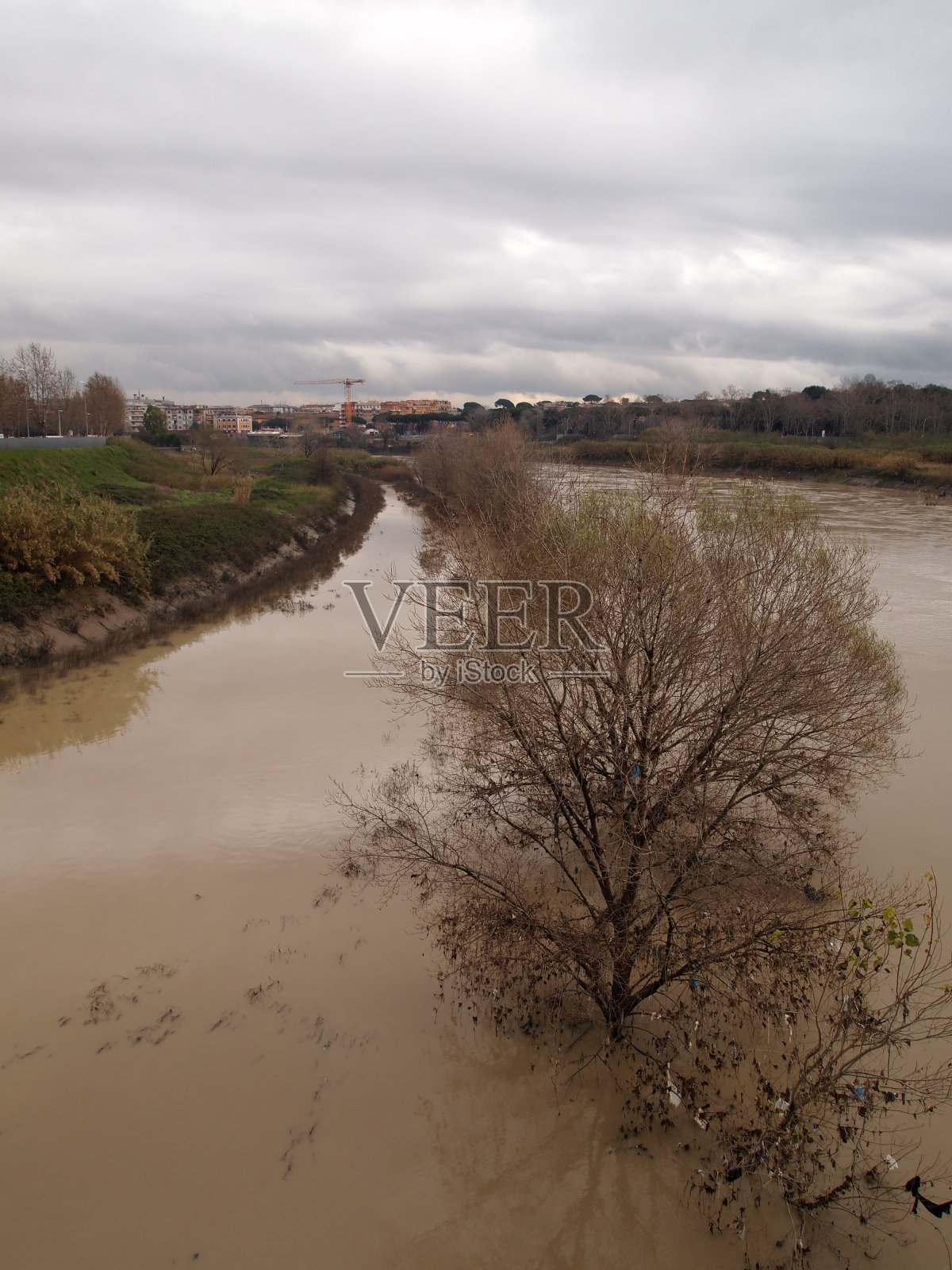 罗马，台伯河后的风暴照片摄影图片