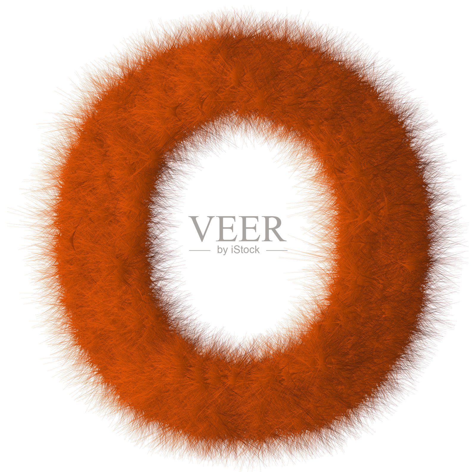 橙色蓬松的O字母孤立在白色背景上照片摄影图片