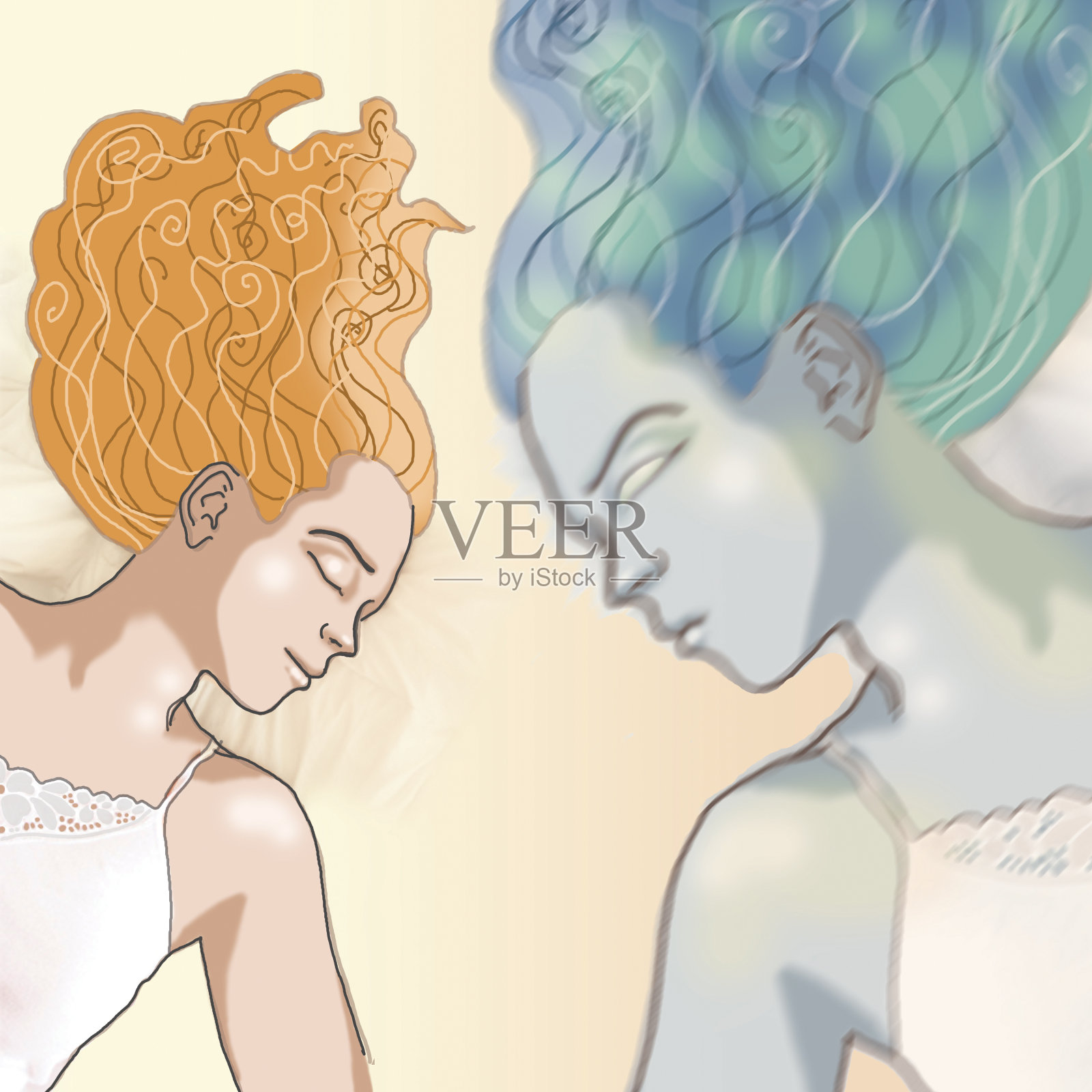 年轻女孩梦想插画图片素材