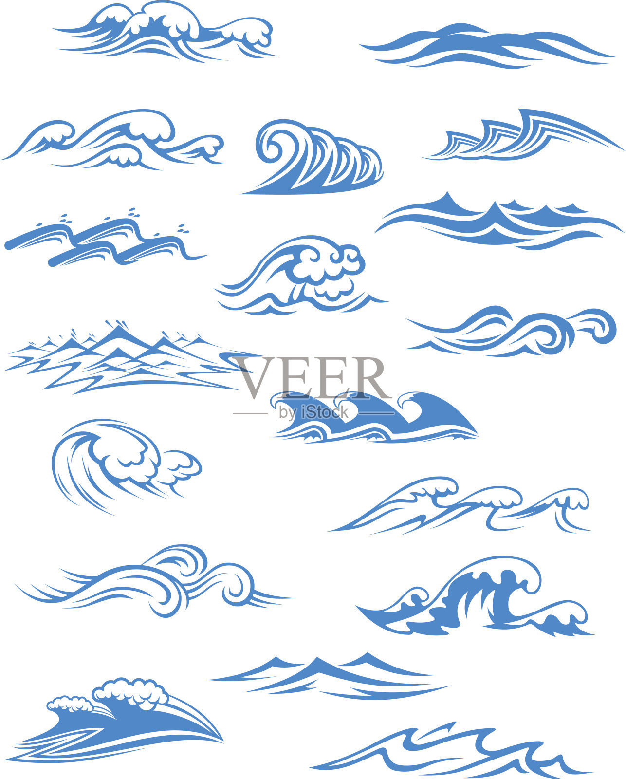 海洋或海浪，冲浪和水花集设计元素图片