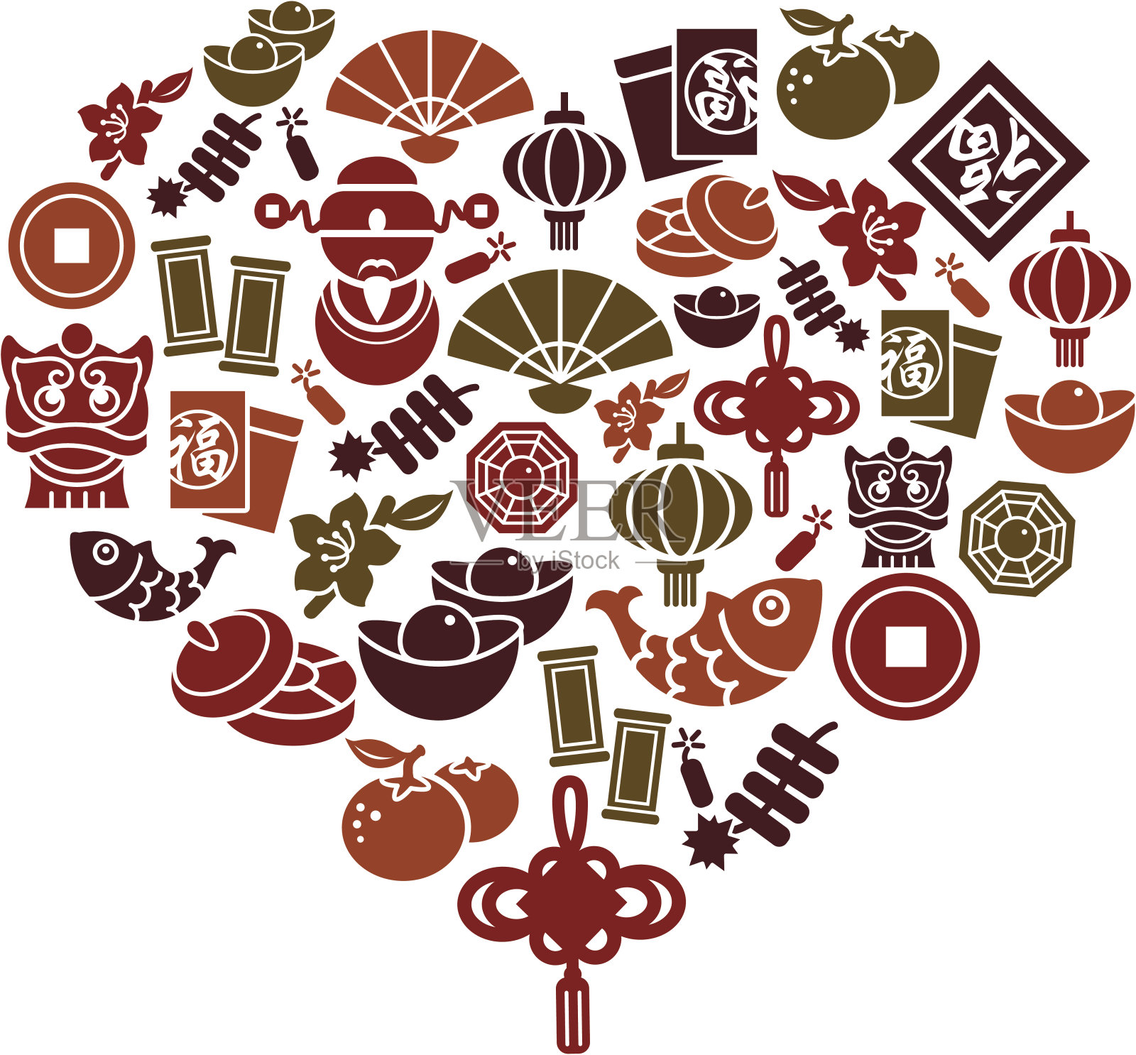 心形的中国新年标志插画图片素材