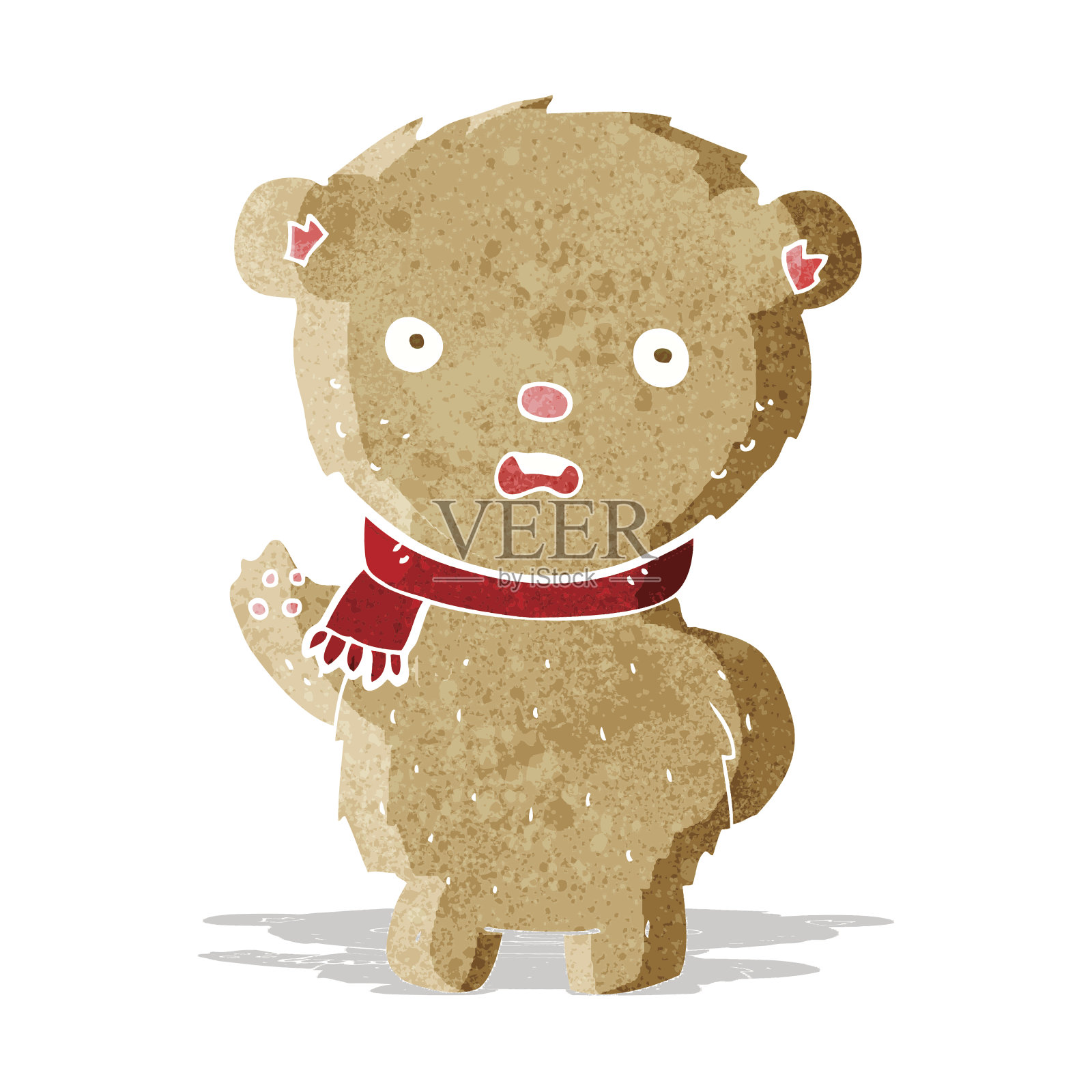 卡通泰迪熊戴着围巾插画图片素材