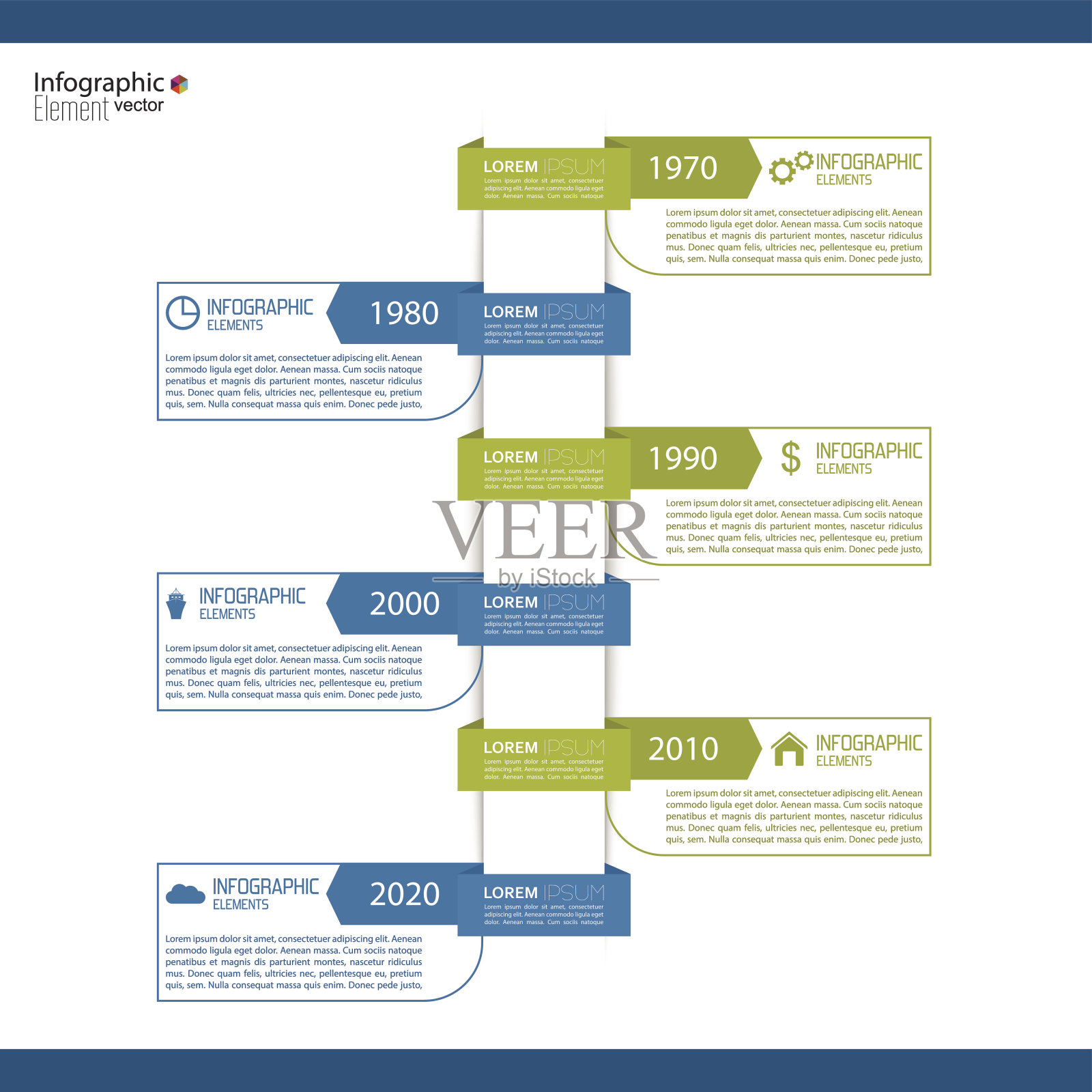 时间轴信息图与箭头和指针。插画图片素材