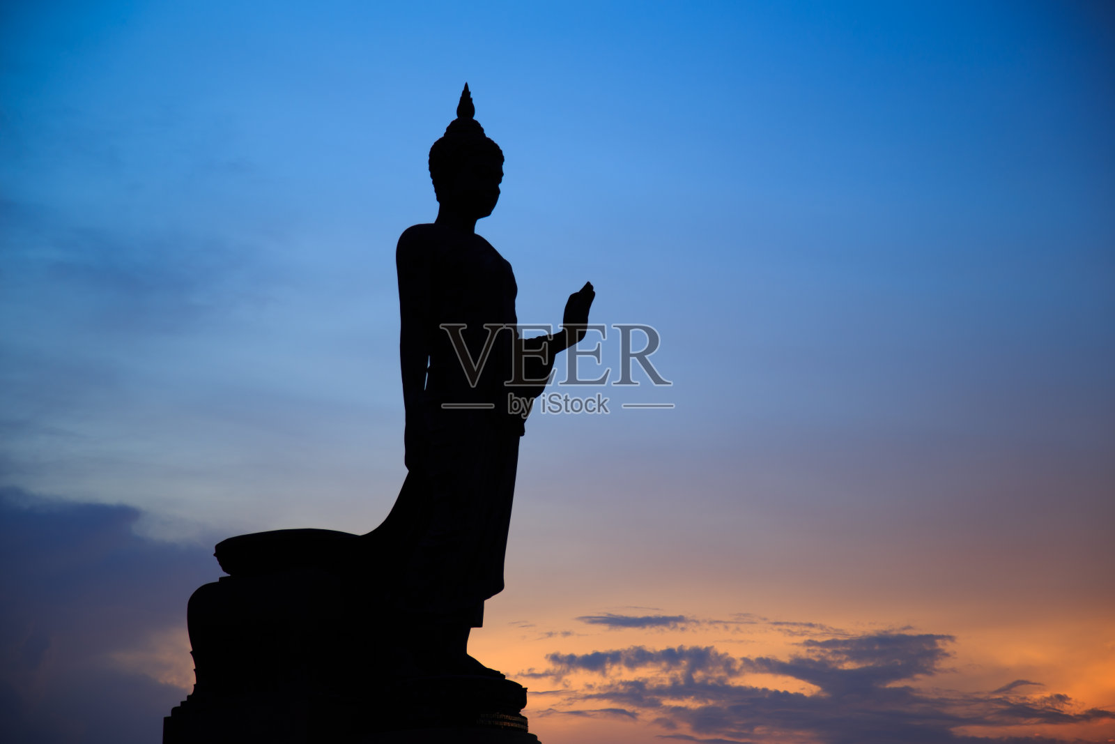 佛陀和日落照片摄影图片